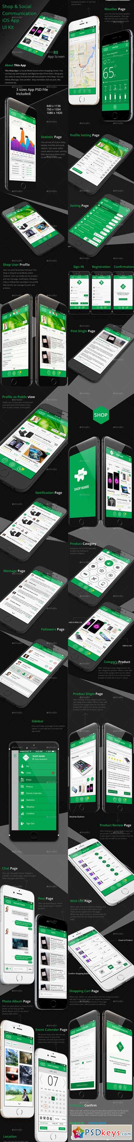 Shop & Social iOS App UI Kit 11729453