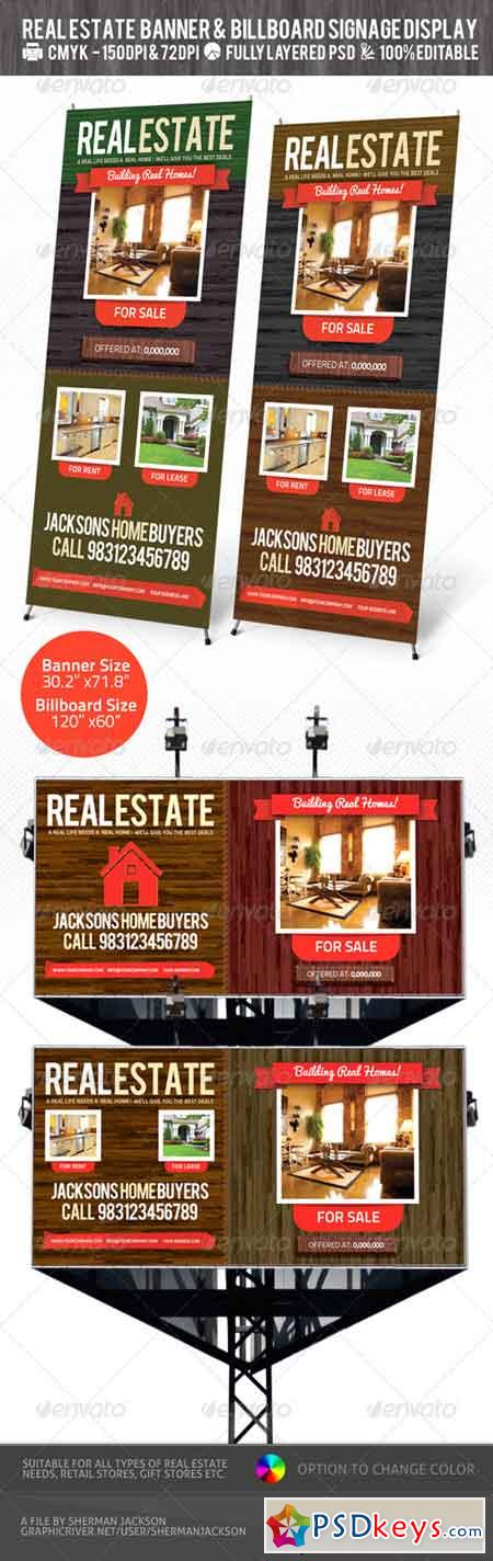 Real Estate Outdoor Banner & Billboard Signage PSD 2433054