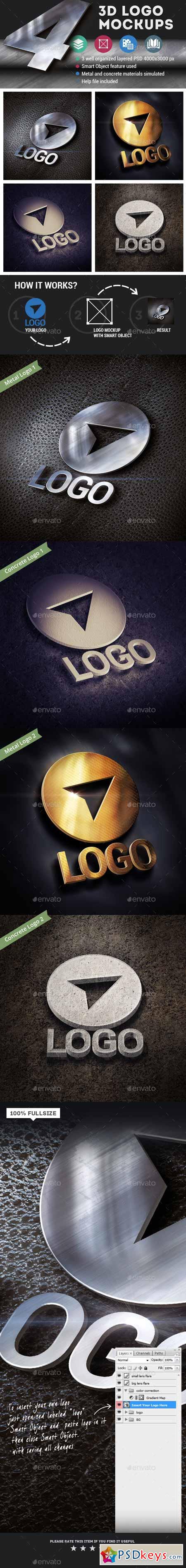 4 3d Logo Mockups 11798239