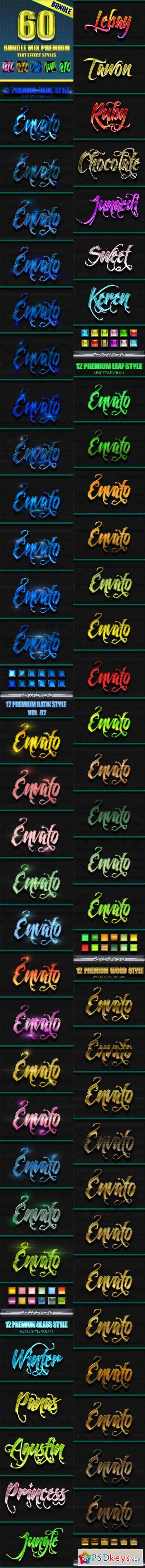 60 Bundle Mix Premium Text Effect Styles 1187189