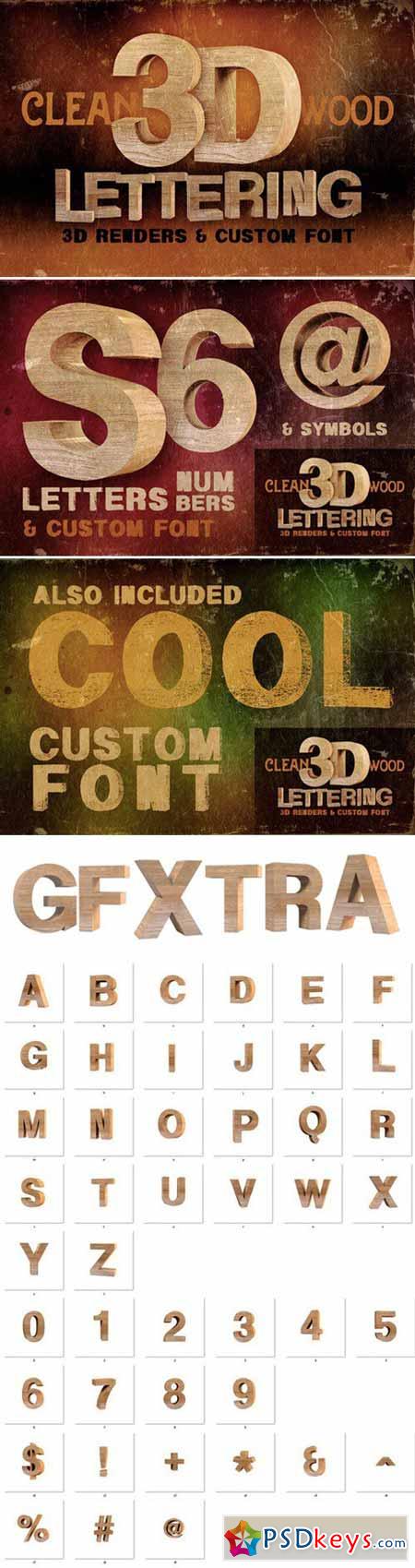 Wood - 3D Lettering + Font 301884