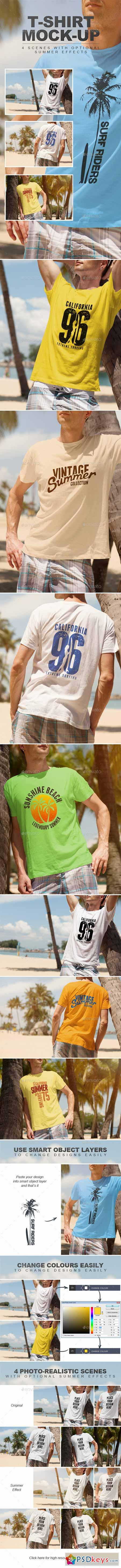 Summer Male T-shirt Mock-up 11877692