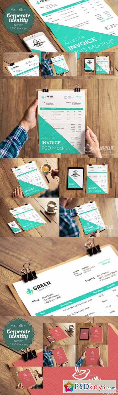 6 PSD Invoice Mockup templates 308024