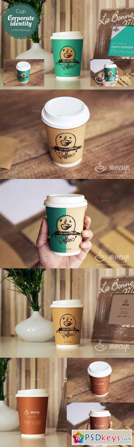 3 PSD Coffee Cup Mockups 308293