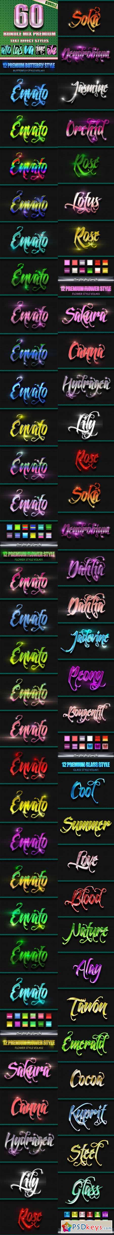 60 Bundle Mix Premium Text Effect Styles 11883043