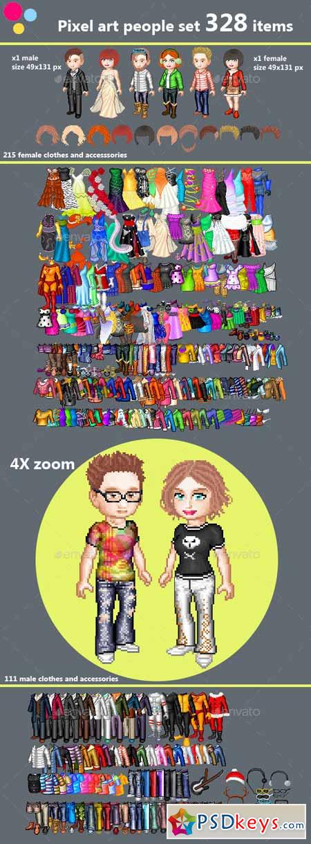 Pixel art couple character creation set 11427089