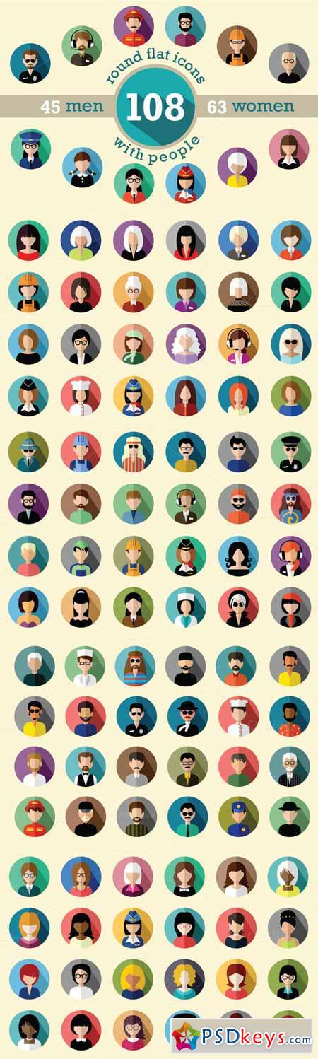 Flat round icons with people 307570