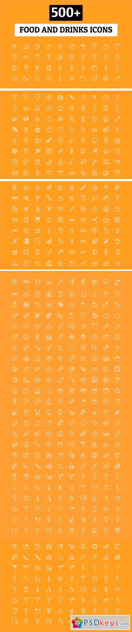 500+ Food and Drinks Icons 243055