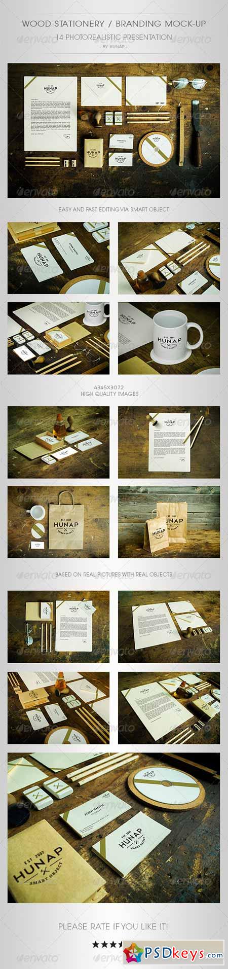 Wood Stationery Branding Mock-Up 5321066