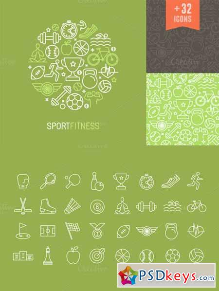 Sport and fitness icons and patterns  213076