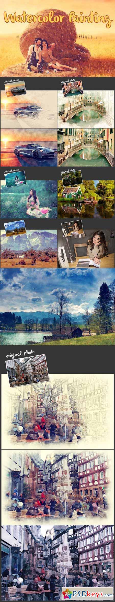 Watercolor Painting Photoshop action 318439