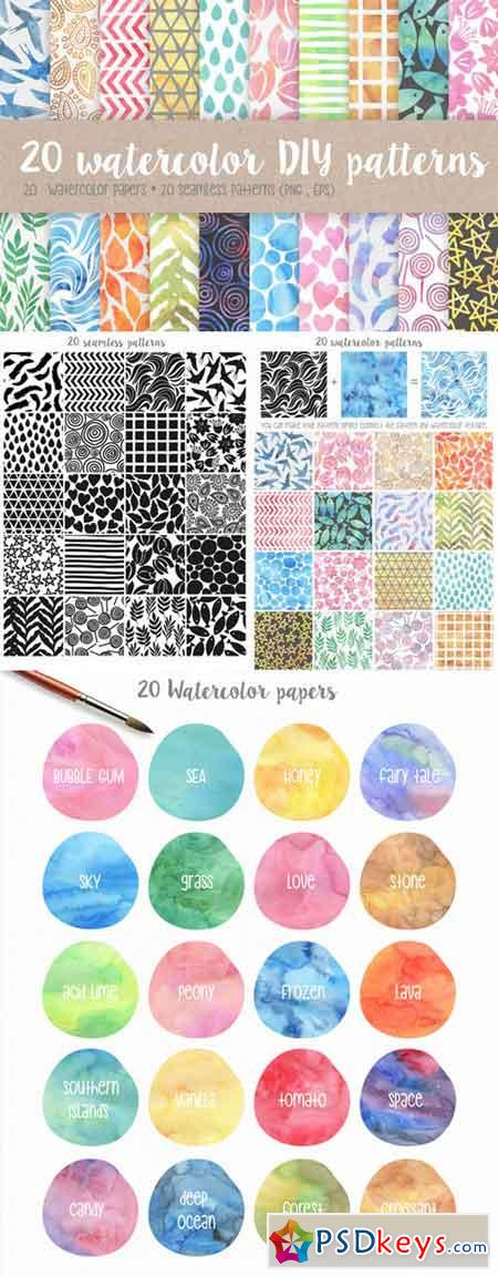20 watercolor DIY patterns 280474