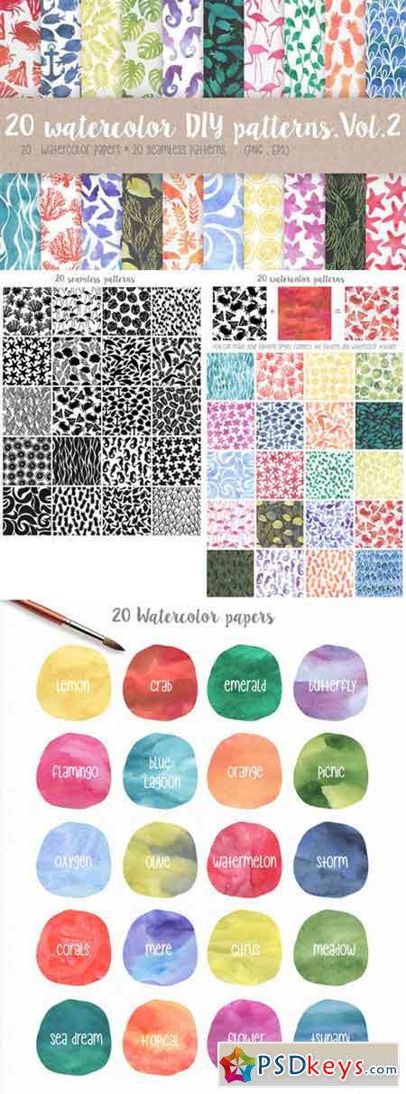 20 watercolor DIY patterns.Vol.2 292580