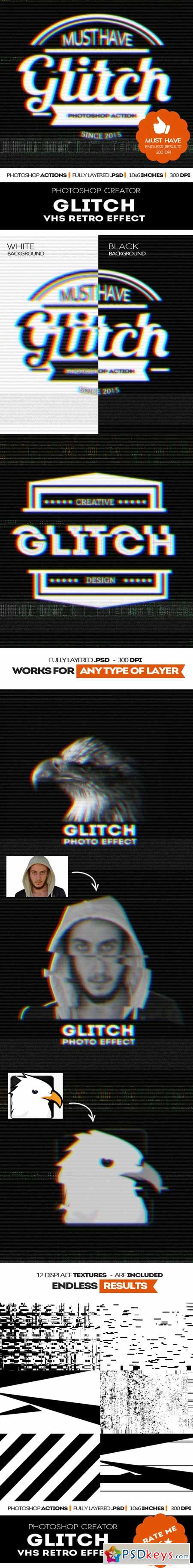 Glitch VHS Corrupt Image Effect Photoshop Actions 11939518