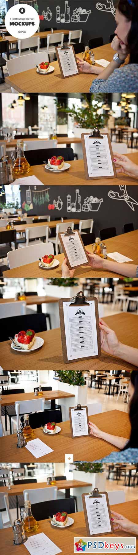 Restaurant menu 6 mockups 322542