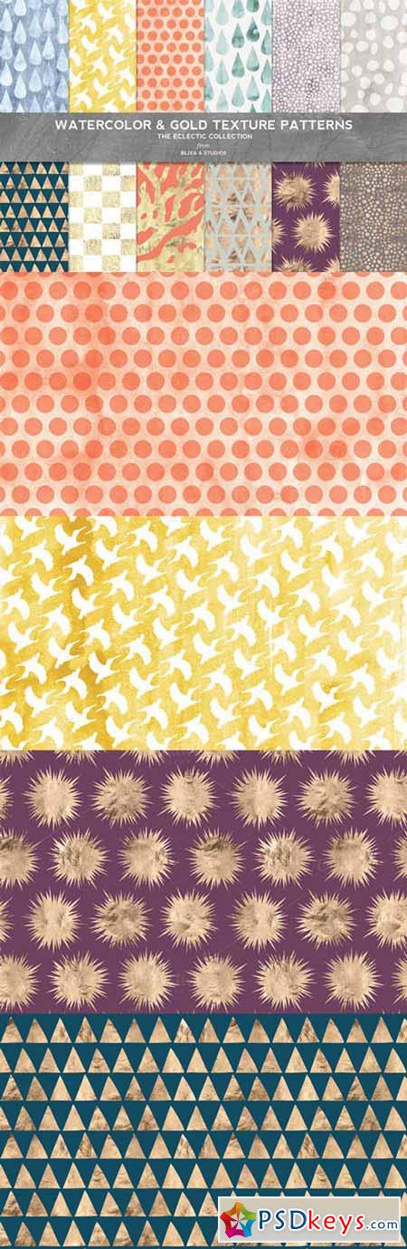 Watercolor & Gold Texture Patterns 326444