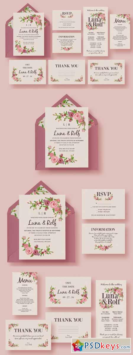 Floral Wedding Invitation Suite 328708