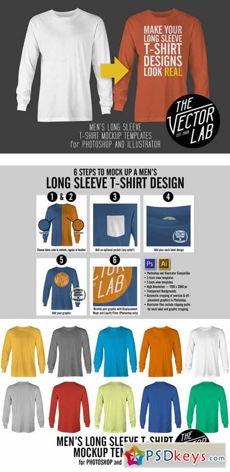 Long Sleeve T-Shirt Mockup Templates 332903