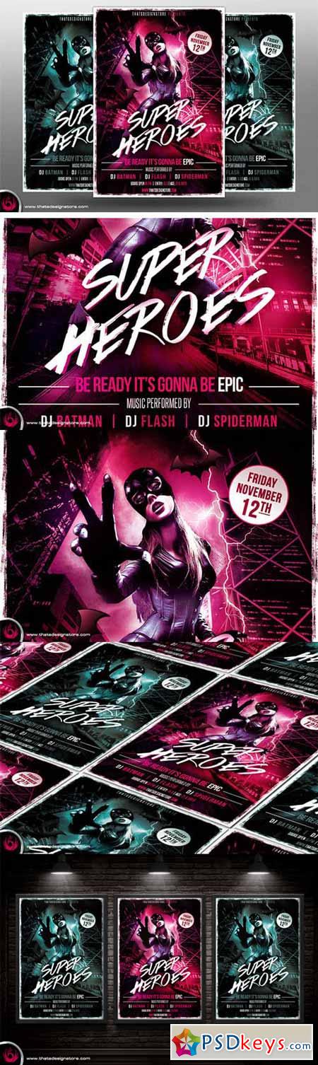 Superheroes Night Flyer Template 336958