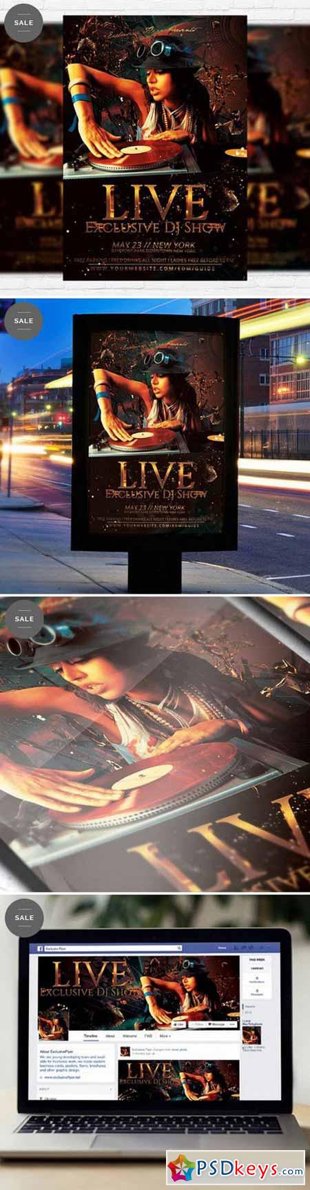 Exclusive Dj Live Show – Flyer Template + Facebook Cover