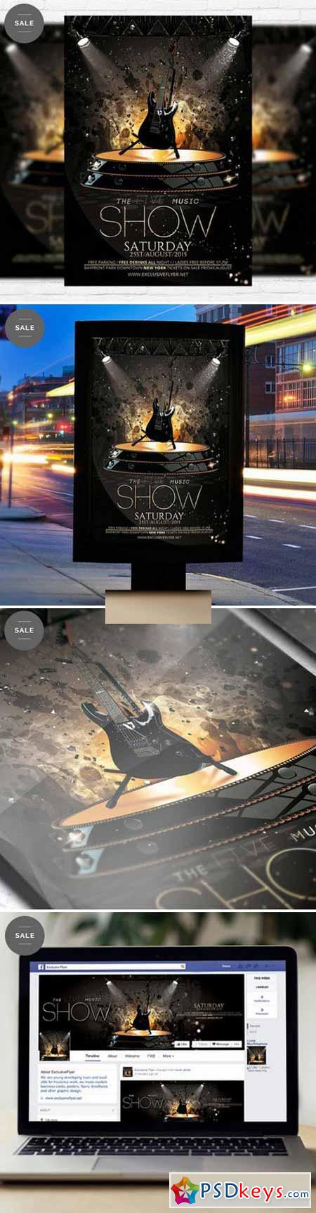 The Live Music Show  Flyer Template + Facebook Cover