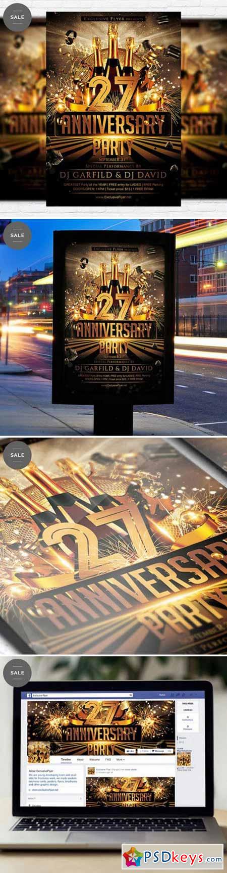 Anniversary Party  Flyer Template + Facebook Cover