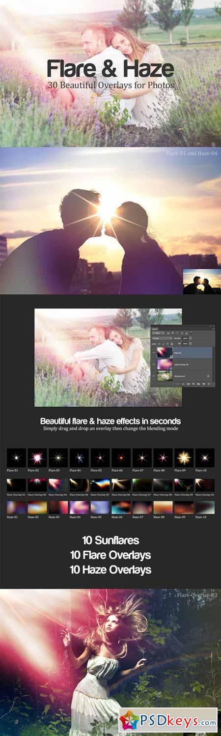 Flare & Haze 30 Overlays for Photos 16227