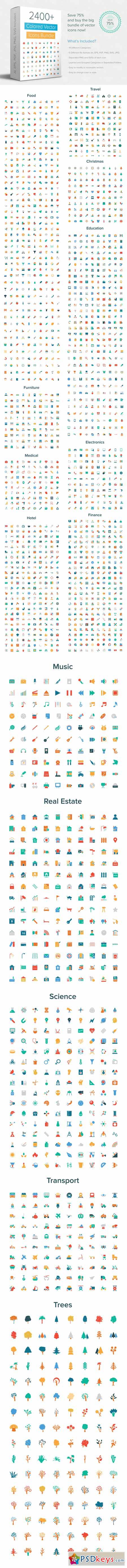 2400+ Colored Vector Icons Bundle 196710