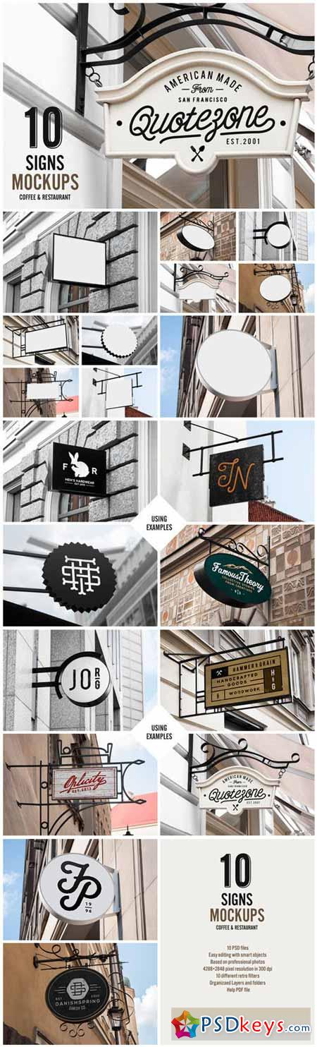 10 Signs Mockup Restaurant & Coffee 72688