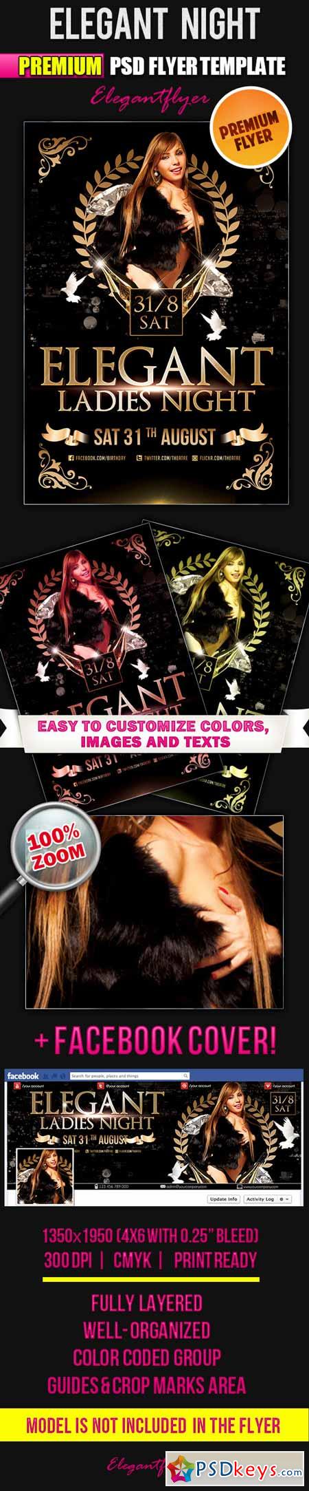Elegant Night – Flyer PSD Template + Facebook Cover