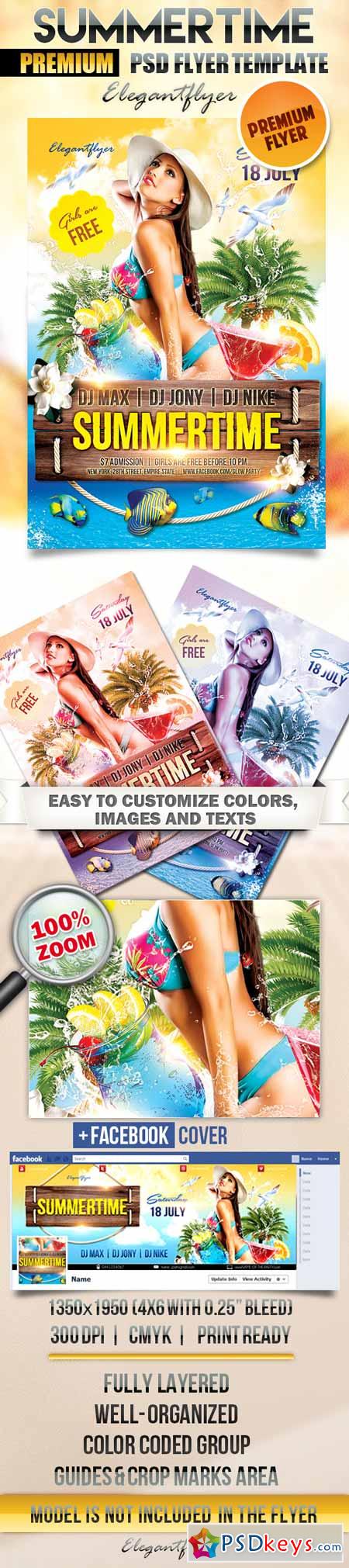 Summertime  Flyer PSD Template + Facebook Cover