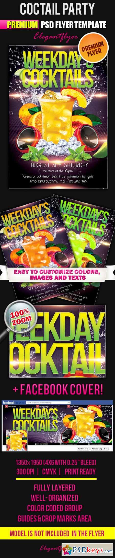 Cocktail Party  Flyer PSD Template + Facebook Cover