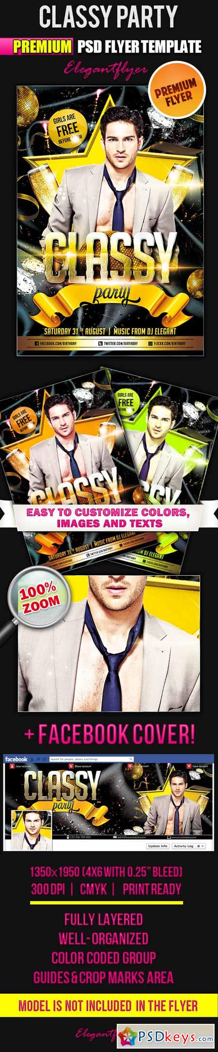 Classy Party – Flyer PSD Template + Facebook Cover