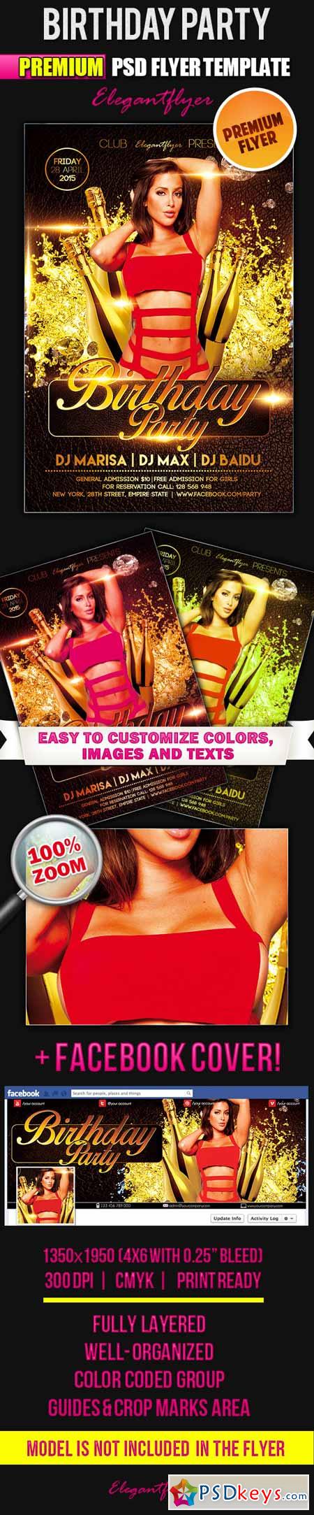 Birthday Party – Flyer PSD Template + Facebook Cover