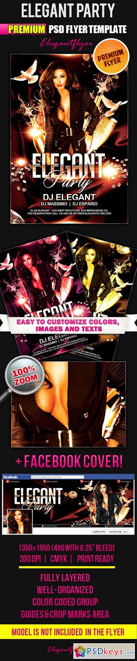 Elegant Party – Flyer PSD Template + Facebook Cover