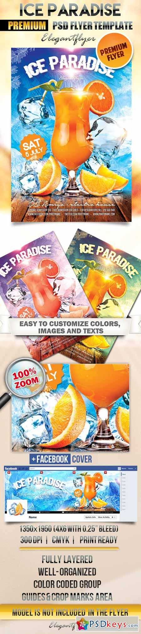 Ice Paradise – Flyer PSD Template + Facebook Cover