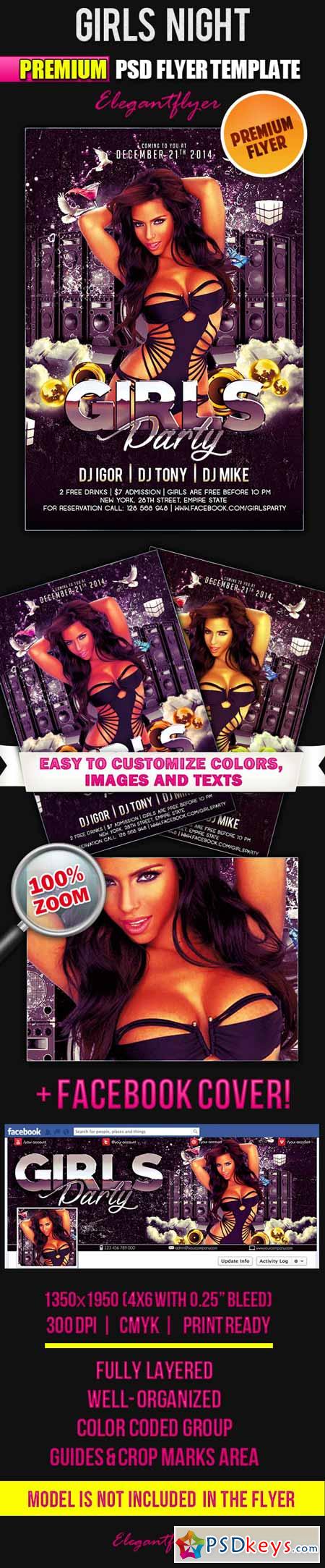 Girls Night  Flyer PSD Template + Facebook Cover