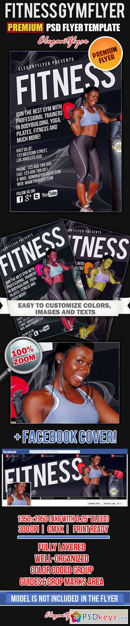 Fitness Gym – Flyer PSD Template + Facebook Cover