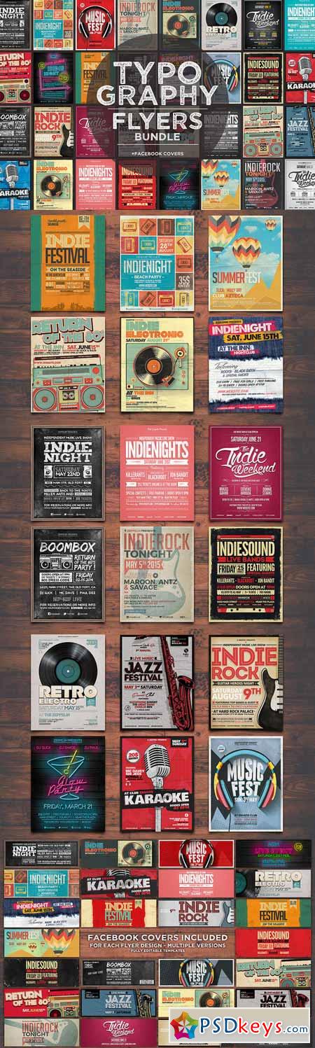 17 Typography Flyers + FB Covers 342059