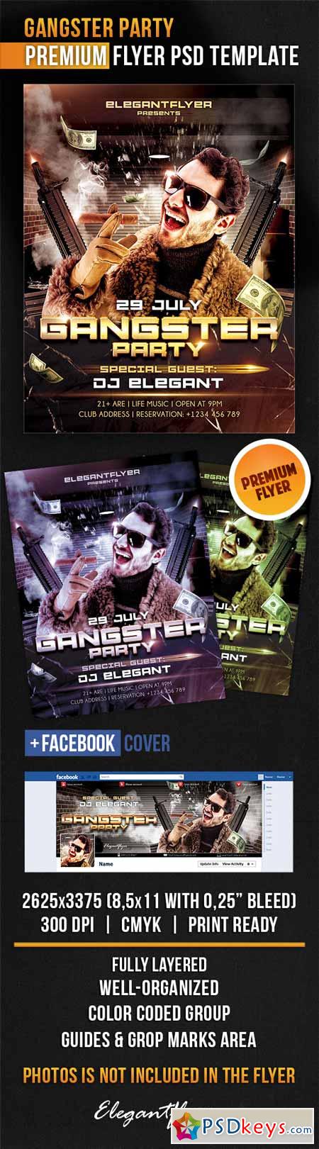 Gangster Party  Flyer PSD Template + Facebook Cover