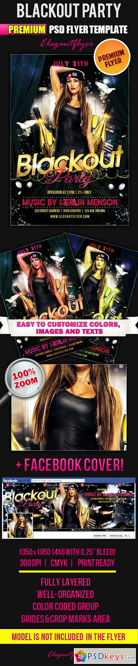 Blackout Party – Flyer PSD Template + Facebook Cover