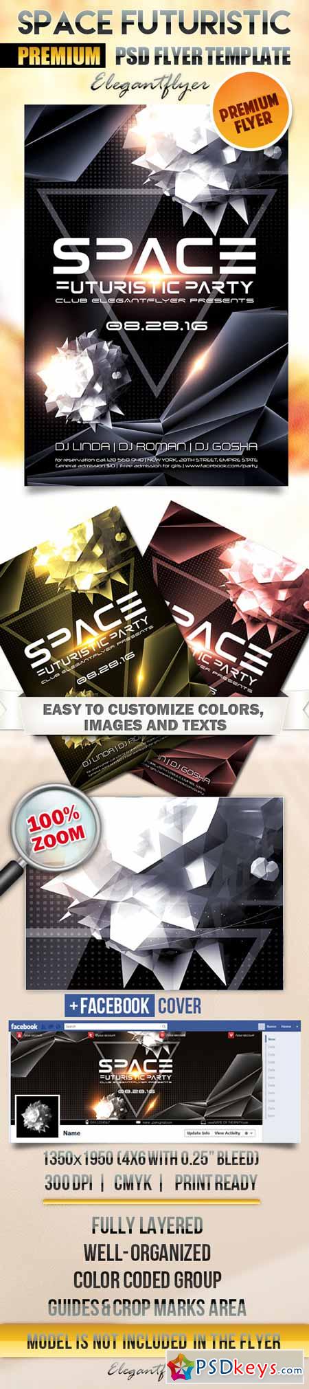 Space Futuristic – Flyer PSD Template + Facebook Cover
