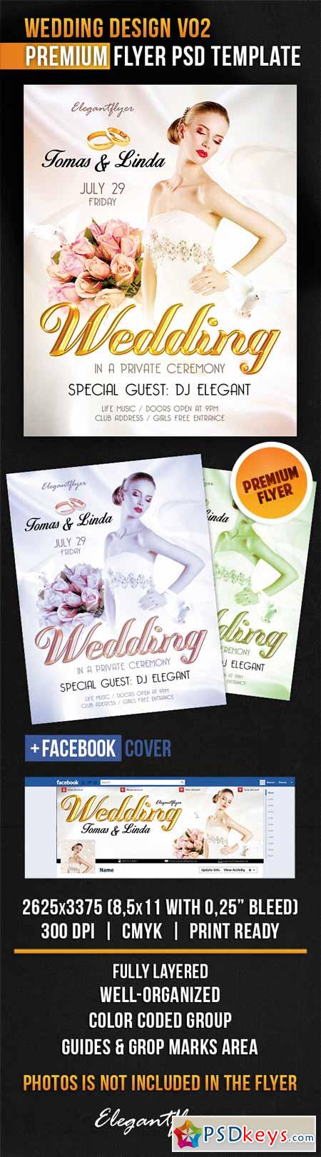 Wedding Design V02 – Flyer PSD Template + Facebook Cover