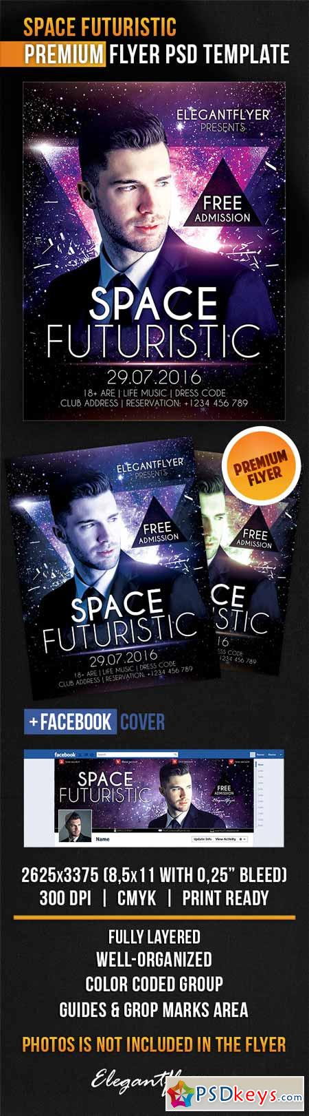 Space Futuristic – Flyer PSD Template + Facebook Cover 2