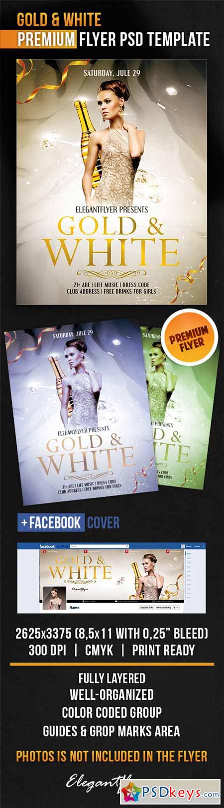 Gold & White – Flyer PSD Template + Facebook Cover