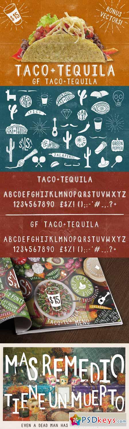 Taco+Tequila, 2 Fonts + Extras! 57200
