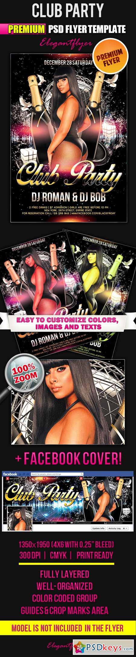 Club Party  Flyer PSD Template + Facebook Cover 2