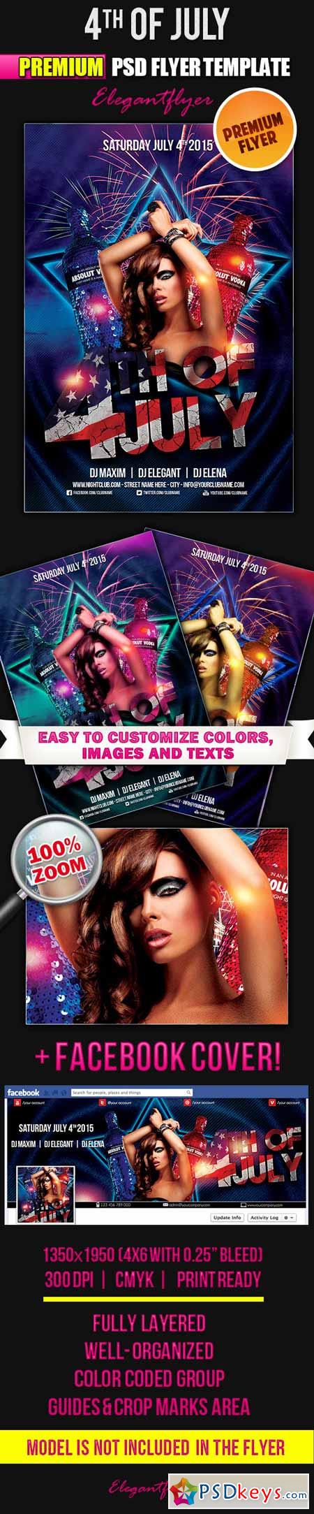 4th of July – Flyer PSD Template + Facebook Cover 3