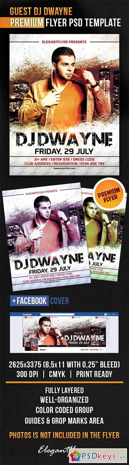 Guest Dj Dwayne – Flyer PSD Template + Facebook Cover
