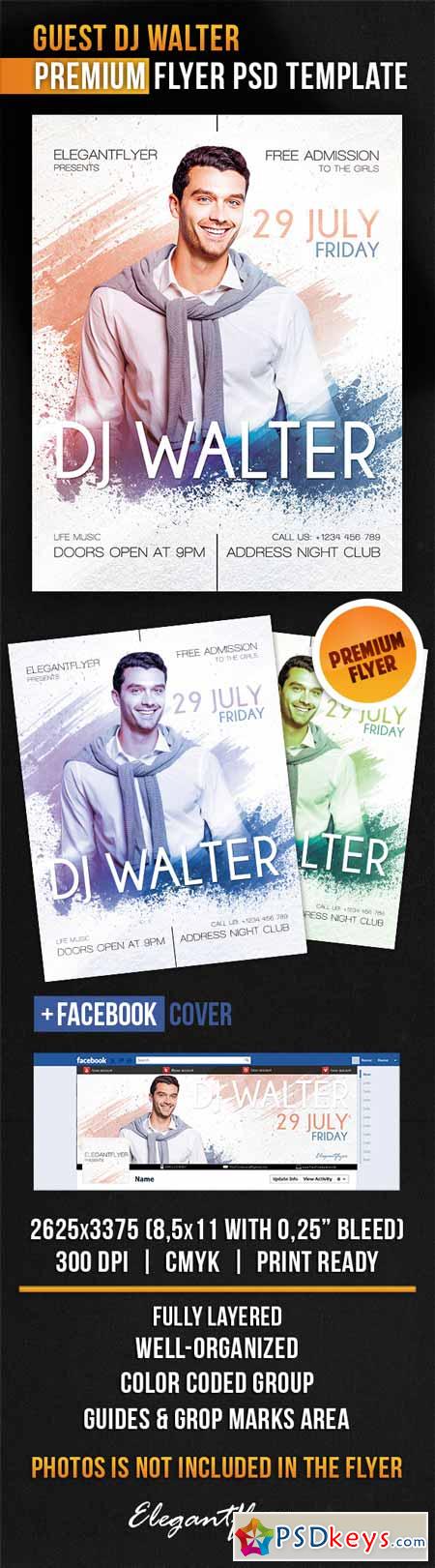Guest Dj Walter – Flyer PSD Template + Facebook Cover